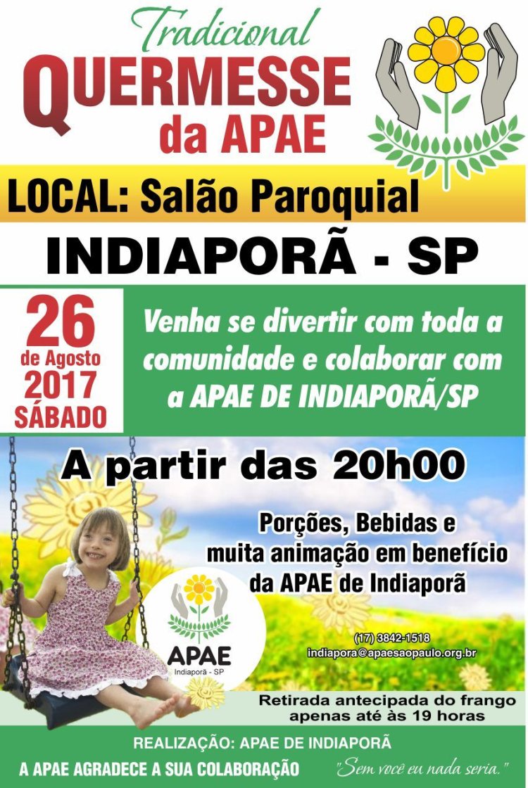 APAE de Indiaporã promove quermesse no mês de agosto