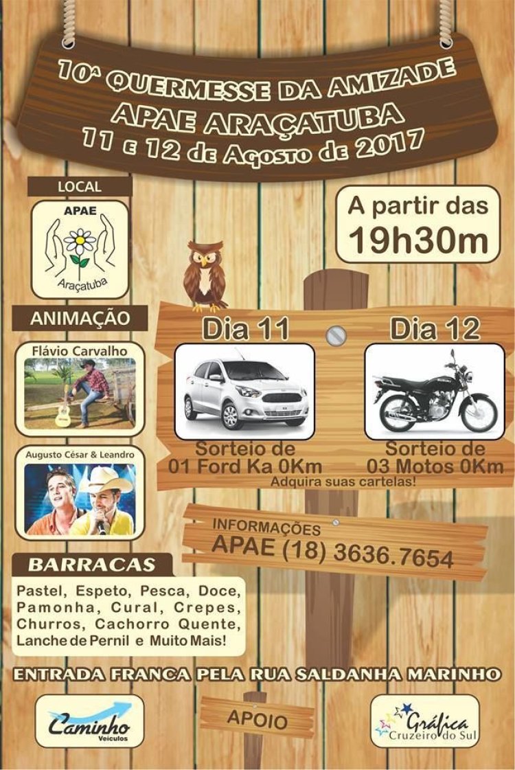 APAE de Araçatuba promove 10º Quermesse da Amizade