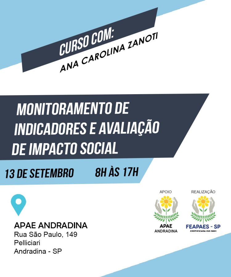 APAE de Andradina recebe curso de Monitoramento de Indicadores e Avaliação de Impacto Social