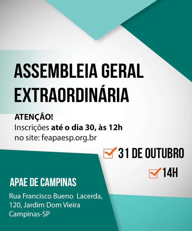 Inscrições para assembleia encerram-se no dia 30