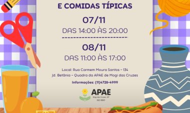 APAE de Mogi realiza a XXV Feira de Artesanato e Comidas Típicas nos dias 7 e 8 de novembro