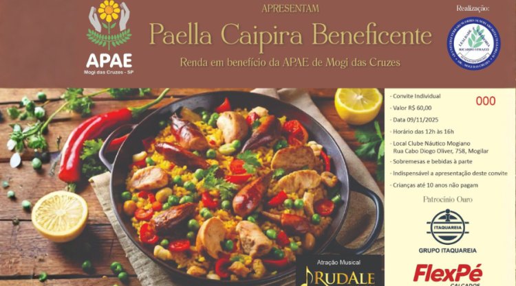APAE convida comunidade para a 12ª Paella Caipira Beneficente no dia 9 de novembro