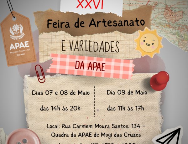 APAE de Mogi das Cruzes realiza XXVI Feira de Artesanato e Variedades em maio, com renda em prol da instituição