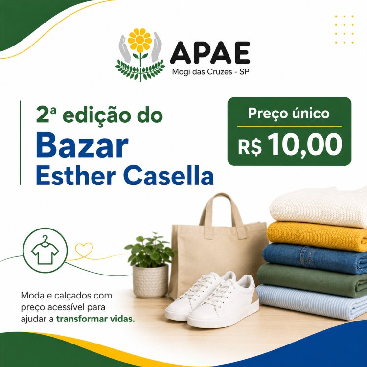 Bazar Esther Casella da APAE de Mogi realiza 2ª edição com todas as peças por R$10