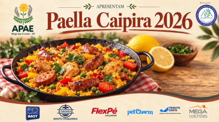 Paella Caipira 2026 terá renda destinada à APAE de Mogi das Cruzes; convites estão à venda